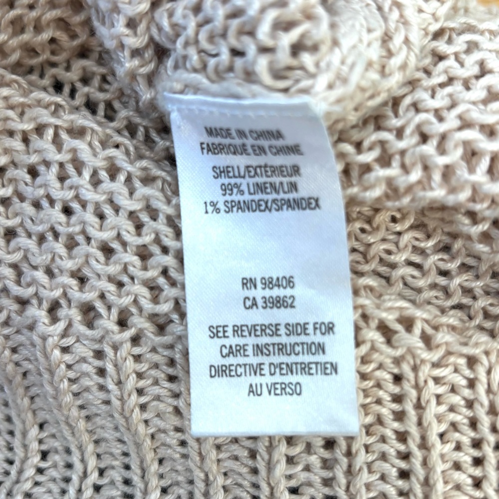 Theory Adoncia Dedalo Linen Open Knit Colorblock Sweater Navy Beige Size Small - Picture 8 of 10